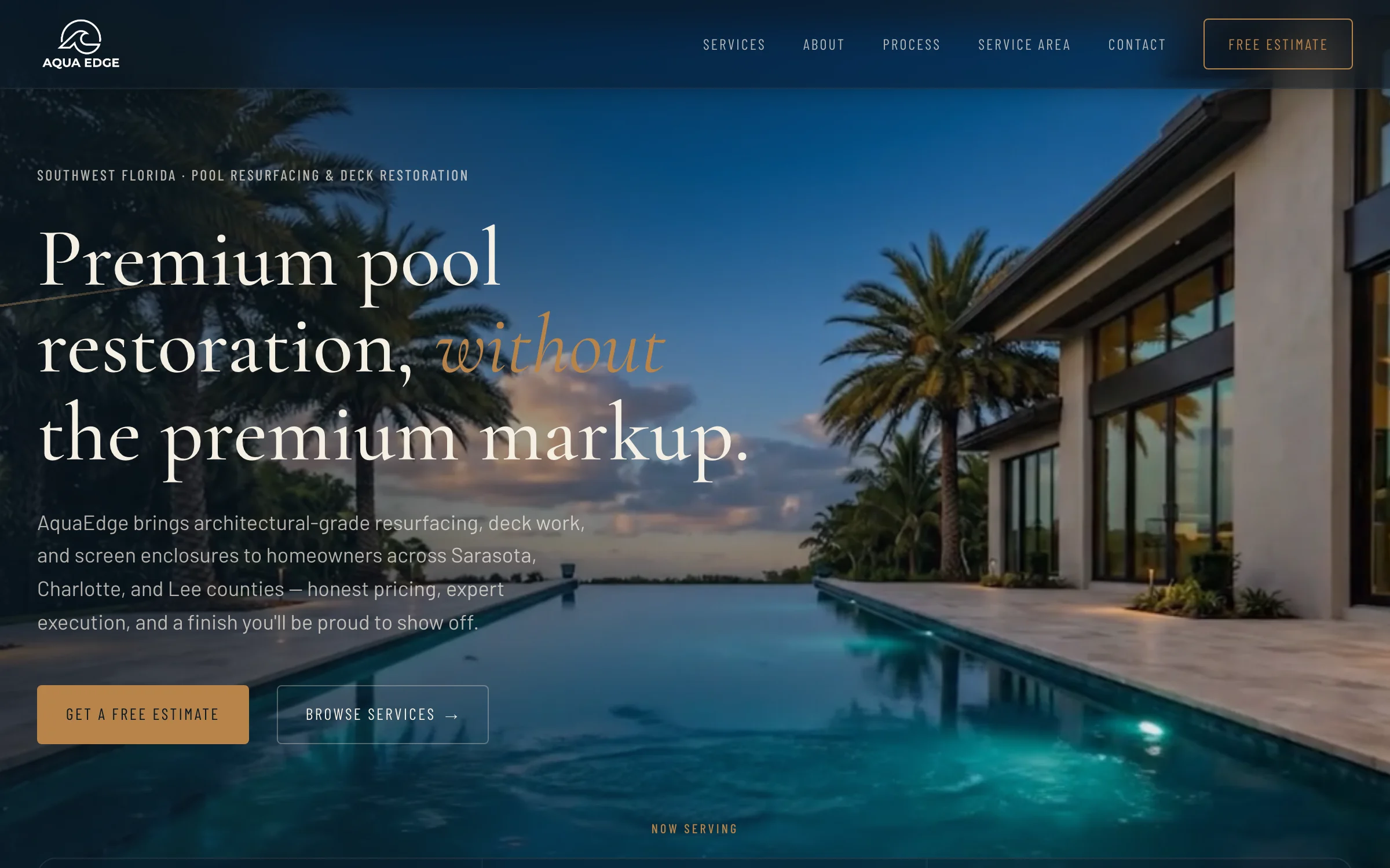 Aqua Edge Pools & Decks — site preview